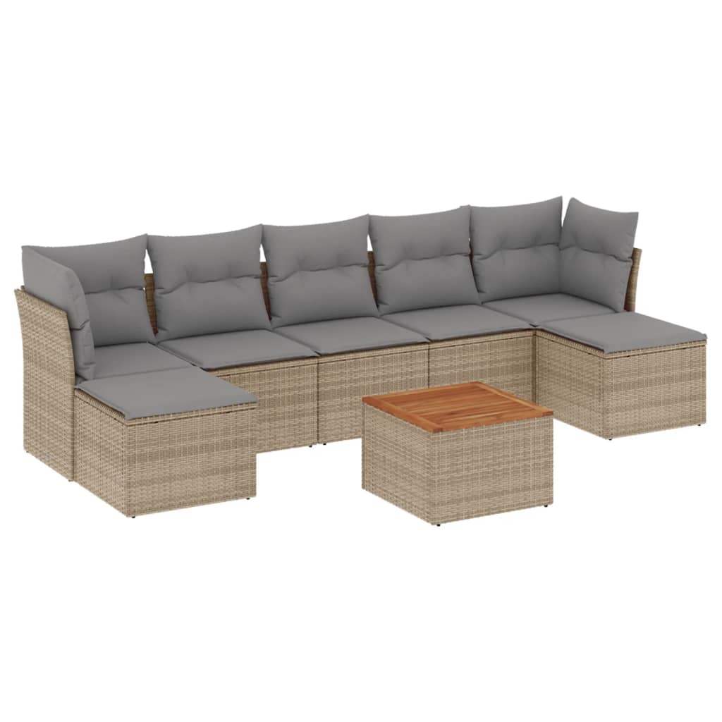 Set Divano da Giardino 8 pz con Cuscini Beige Misto Polyrattan - homemem39