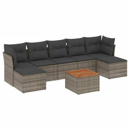 Set Divano da Giardino 8 pz con Cuscini Grigio in Polyrattan - homemem39