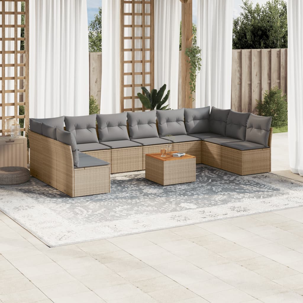 Patio Sofa Set 10-Posti Misto Beige e Grigio Chiaro | homemem39