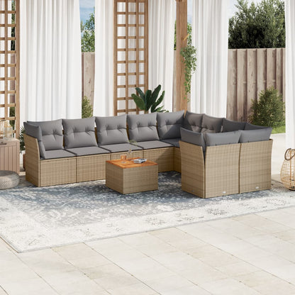 Set Divano da Giardino 10 pz con Cuscini Beige Misto Polyrattan - homemem39