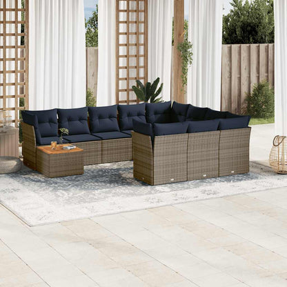 Set Divani da Giardino 11 pz con Cuscini in Polyrattan Grigio - homemem39