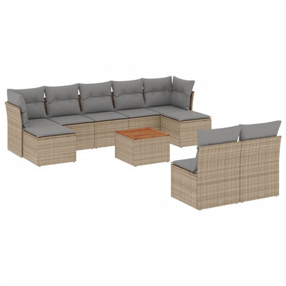 Set Divano da Giardino 10 pz con Cuscini Beige Misto Polyrattan - homemem39