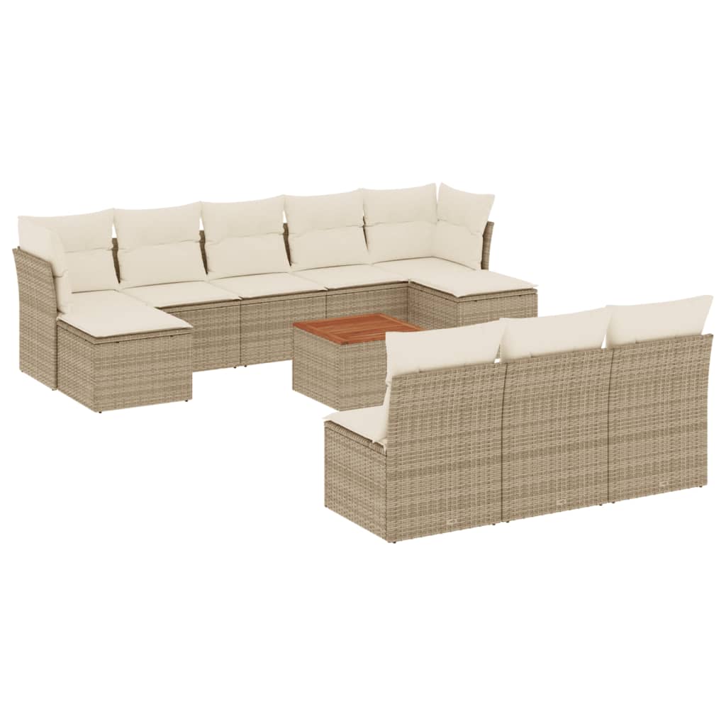 Set Divani da Giardino 11 pz con Cuscini Beige in Polyrattan | homemem39