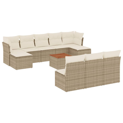 Set Divani da Giardino 11 pz con Cuscini Beige in Polyrattan | homemem39