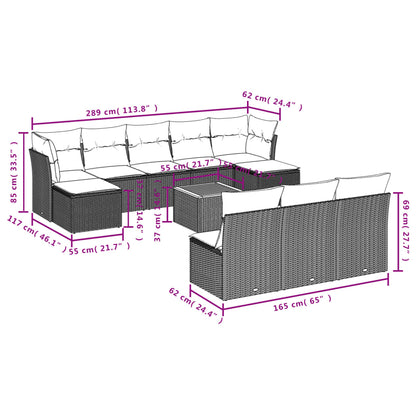 Set Divani da Giardino 11 pz con Cuscini Beige in Polyrattan | homemem39