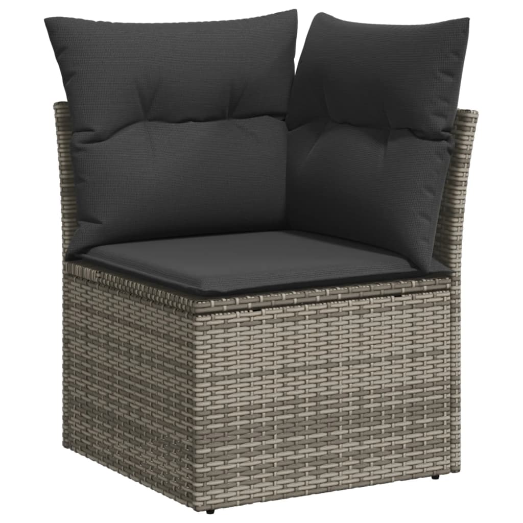 Set Divani da Giardino 11 pz con Cuscini in Polyrattan Grigio - homemem39