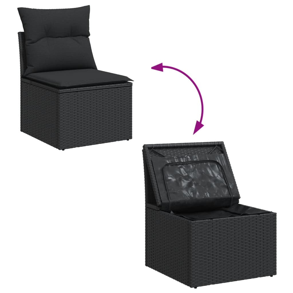 Set Divani da Giardino 10pz con Cuscini in Polyrattan Nero | homemem39