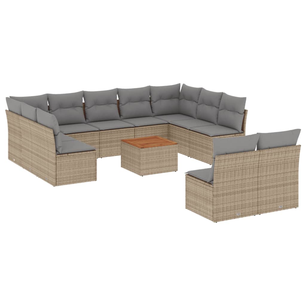 Set Divano da Giardino 12 pz con Cuscini Beige Misto Polyrattan - homemem39