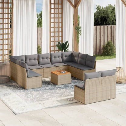 Set Divano da Giardino 12 pz con Cuscini Beige Misto Polyrattan - homemem39