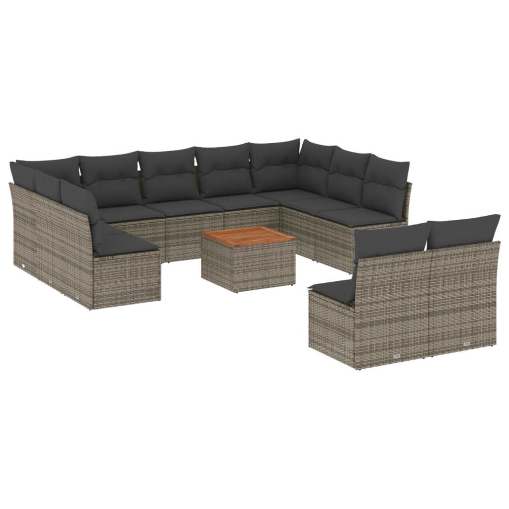 Set Divani da Giardino 12 pz con Cuscini Grigio in Polyrattan - homemem39