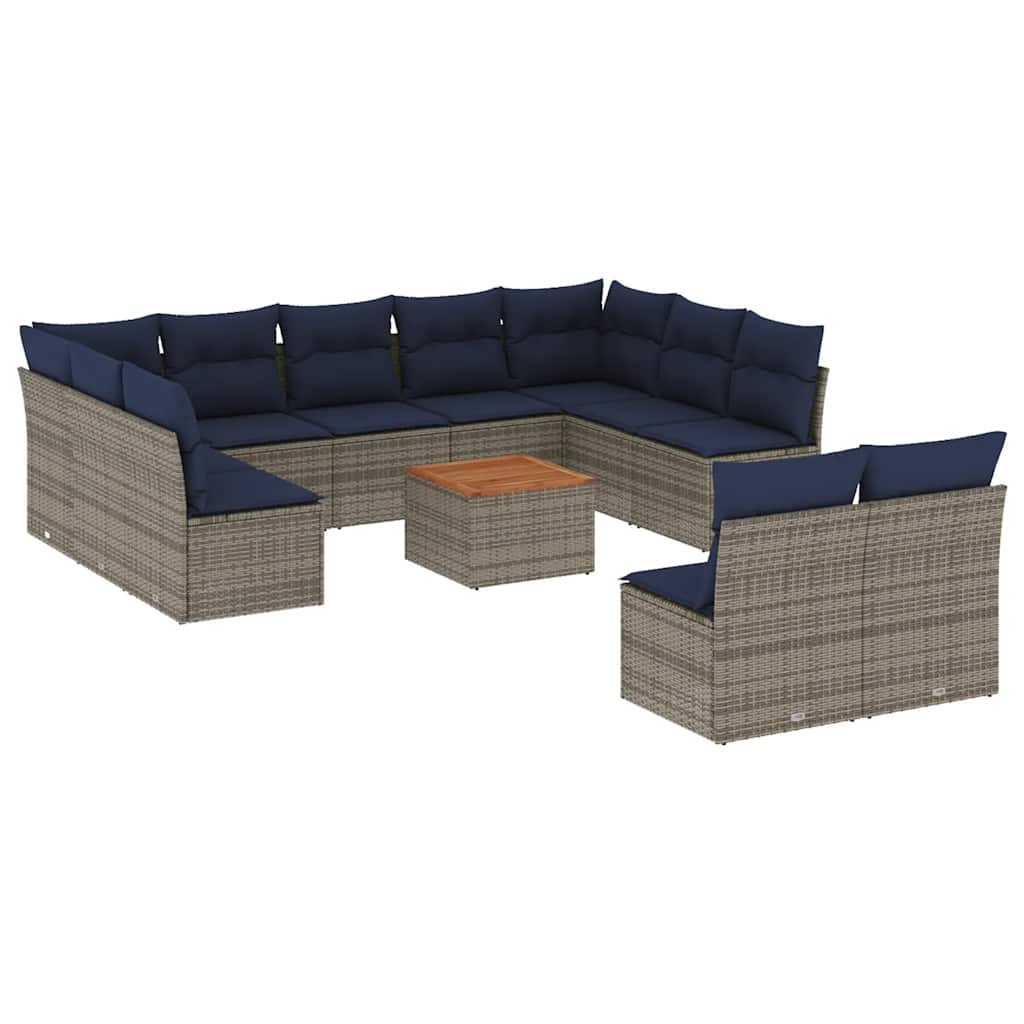 Set Divani da Giardino 12 pz con Cuscini Grigio in Polyrattan - homemem39