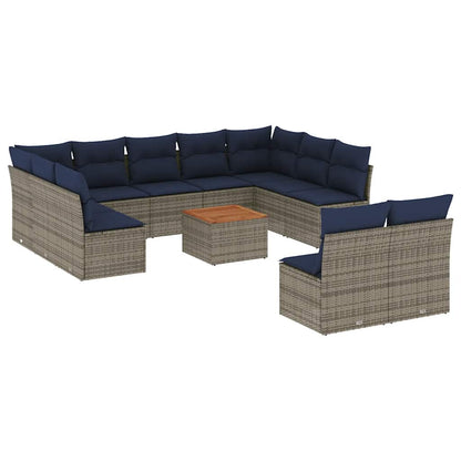 Set Divani da Giardino 12 pz con Cuscini Grigio in Polyrattan - homemem39