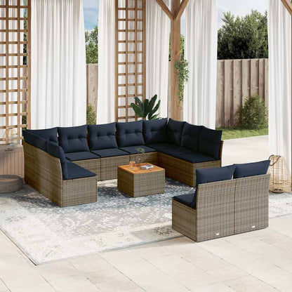 Set Divani da Giardino 12 pz con Cuscini Grigio in Polyrattan - homemem39