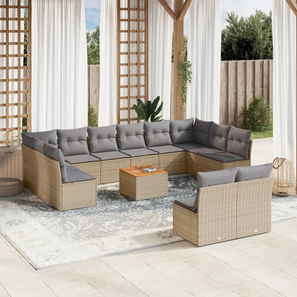 Patio Sofa Set 12-Posti Misto Beige e Grigio Chiaro