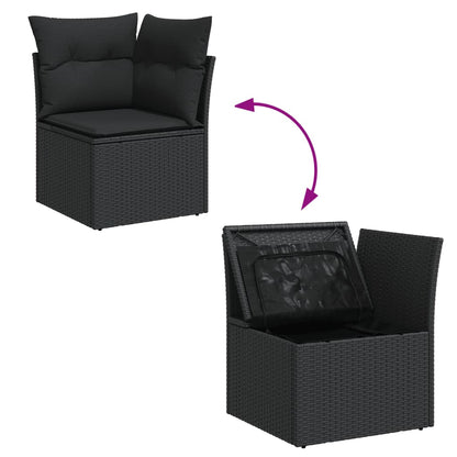 Set Divani da Giardino 14pz con Cuscini in Polyrattan Nero | homemem39