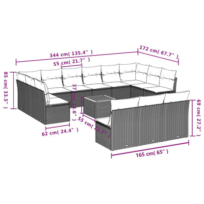 Set Divani da Giardino 14pz con Cuscini in Polyrattan Nero | homemem39