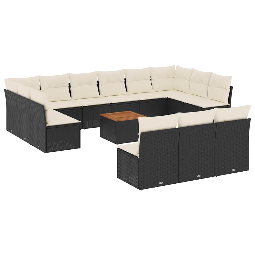 Set Divani da Giardino 14pz con Cuscini in Polyrattan Nero - homemem39
