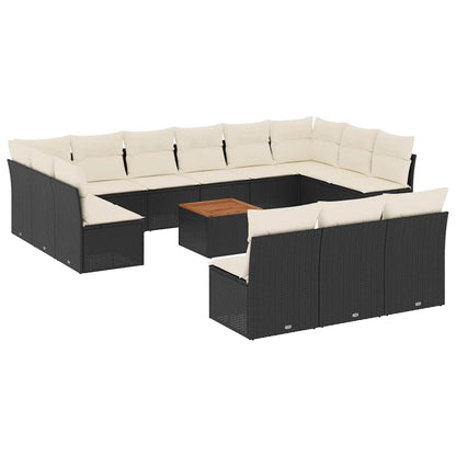 Set Divani da Giardino 14pz con Cuscini in Polyrattan Nero - homemem39