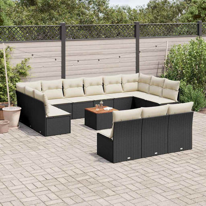 Set Divani da Giardino 14pz con Cuscini in Polyrattan Nero - homemem39