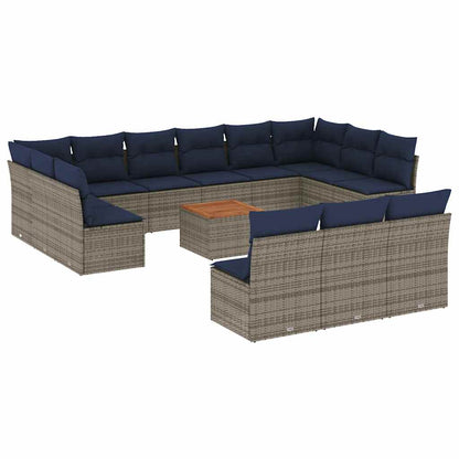Set Divani da Giardino 14pz con Cuscini in Polyrattan Grigio - homemem39