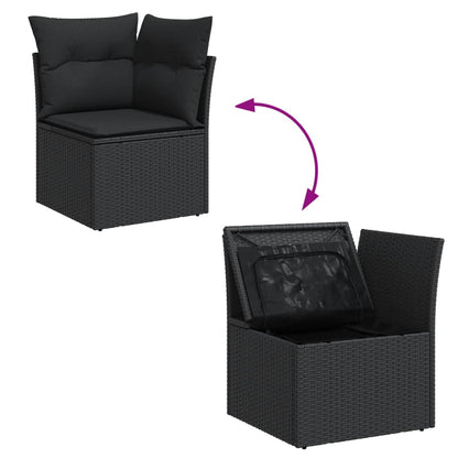Set Divani da Giardino 12 pz con Cuscini Nero in Polyrattan - homemem39