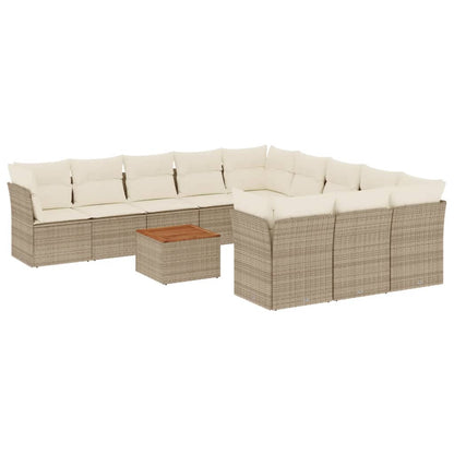 Set Divani da Giardino 12 pz con Cuscini Beige in Polyrattan | homemem39