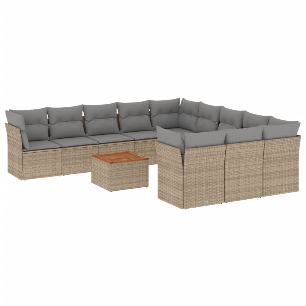 Set Divano da Giardino 12 pz con Cuscini Beige Misto Polyrattan - homemem39