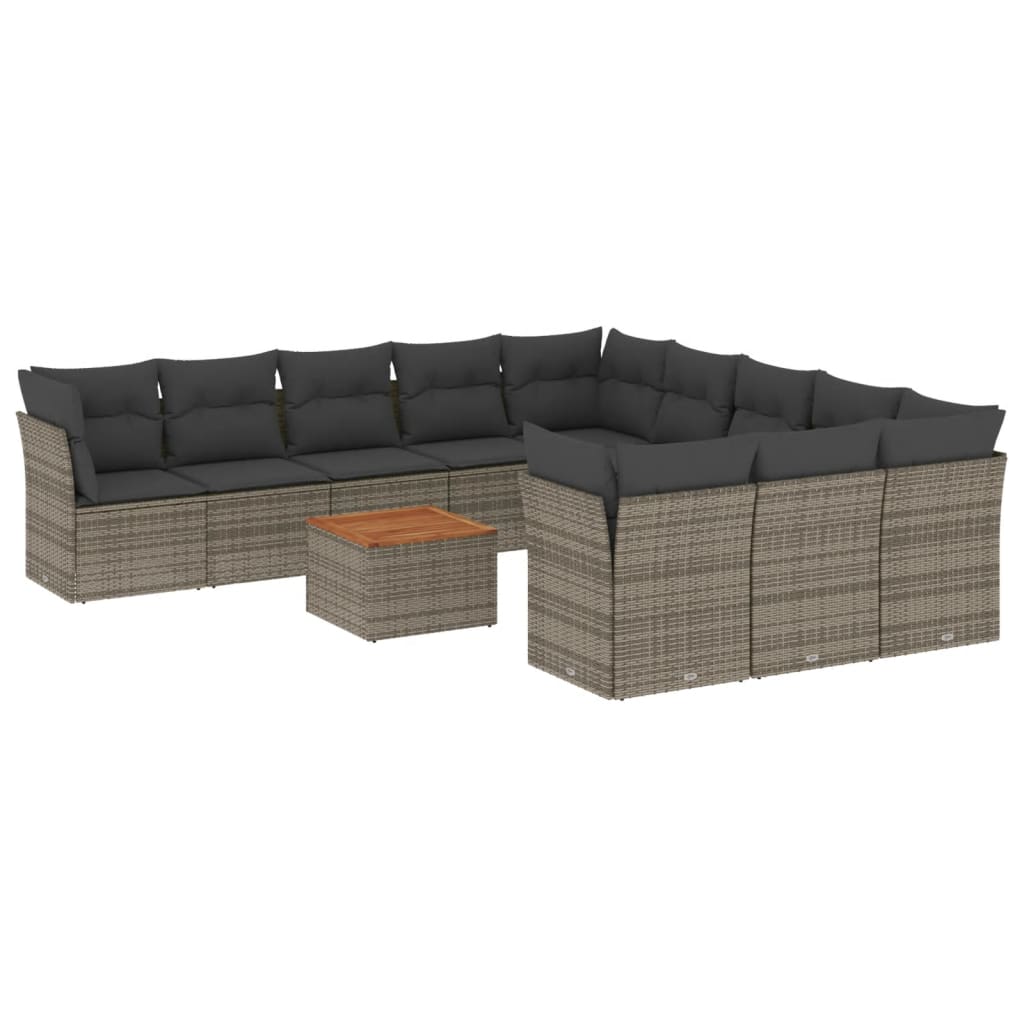 Set Divani da Giardino 12 pz con Cuscini Grigio in Polyrattan - homemem39