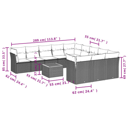 Set Divani da Giardino 12 pz con Cuscini Grigio in Polyrattan - homemem39