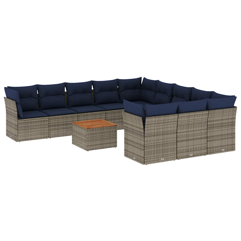 Set Divani da Giardino 12 pz con Cuscini Grigio in Polyrattan | homemem39