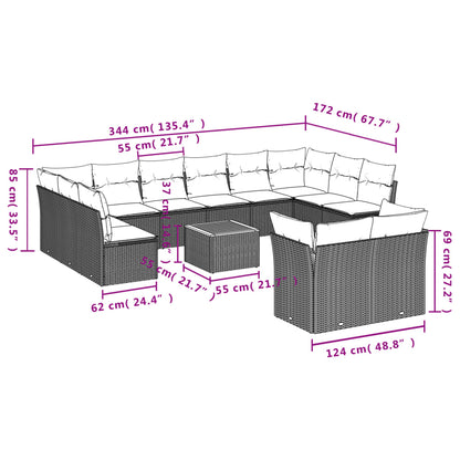 Set Divani da Giardino 13pz con Cuscini Nero in Polyrattan | homemem39