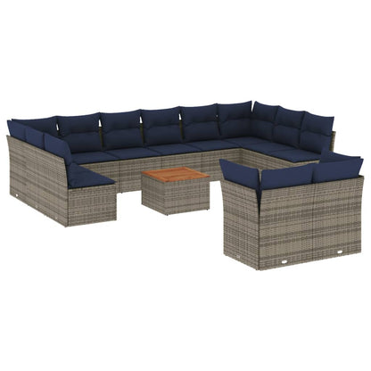 Set Divani da Giardino 13 pz con Cuscini Grigio in Polyrattan - homemem39