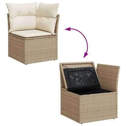 Set Divano da Giardino 13 pz con Cuscini Beige in Polyrattan - homemem39