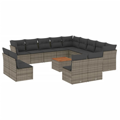 Set Divani da Giardino 14pz con Cuscini in Polyrattan Grigio - homemem39