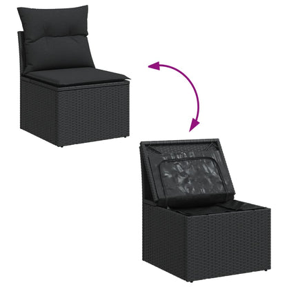 Set Divani da Giardino 12 pz con Cuscini Nero in Polyrattan | homemem39