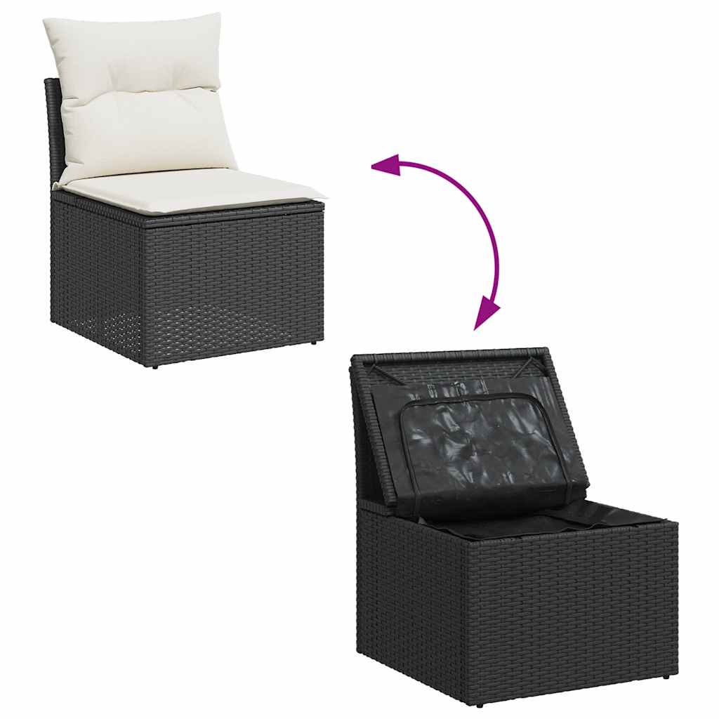 Set Divani da Giardino 12 pz con Cuscini Nero in Polyrattan - homemem39