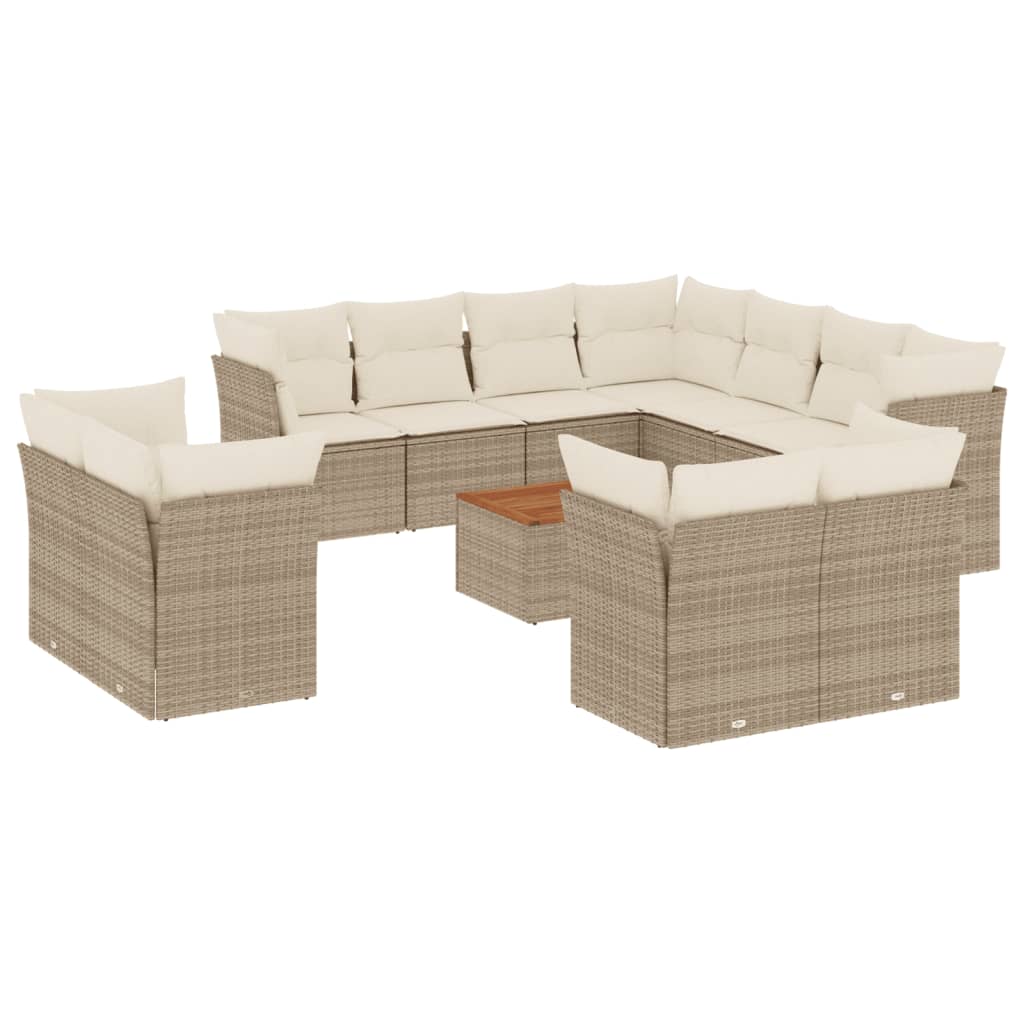 Set Divani da Giardino 12 pz con Cuscini Beige in Polyrattan | homemem39
