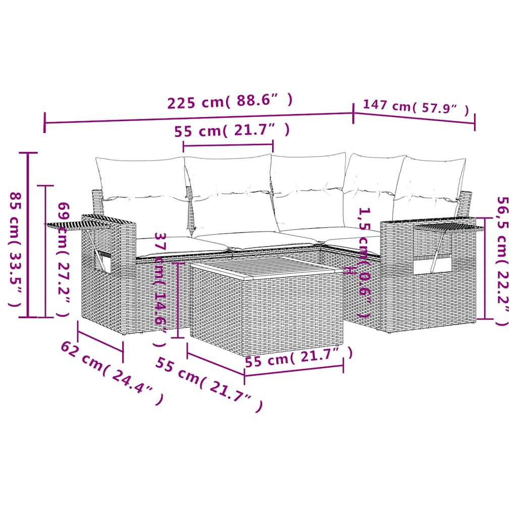 Set Divani da Giardino 13pz con Cuscini Nero in Polyrattan | homemem39