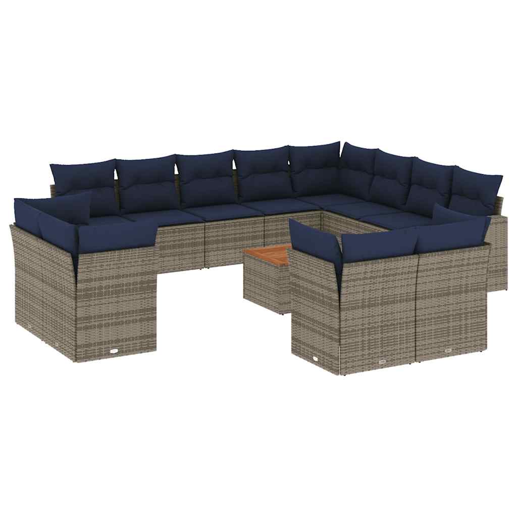 Set Divani da Giardino 13 pz con Cuscini Grigio in Polyrattan - homemem39