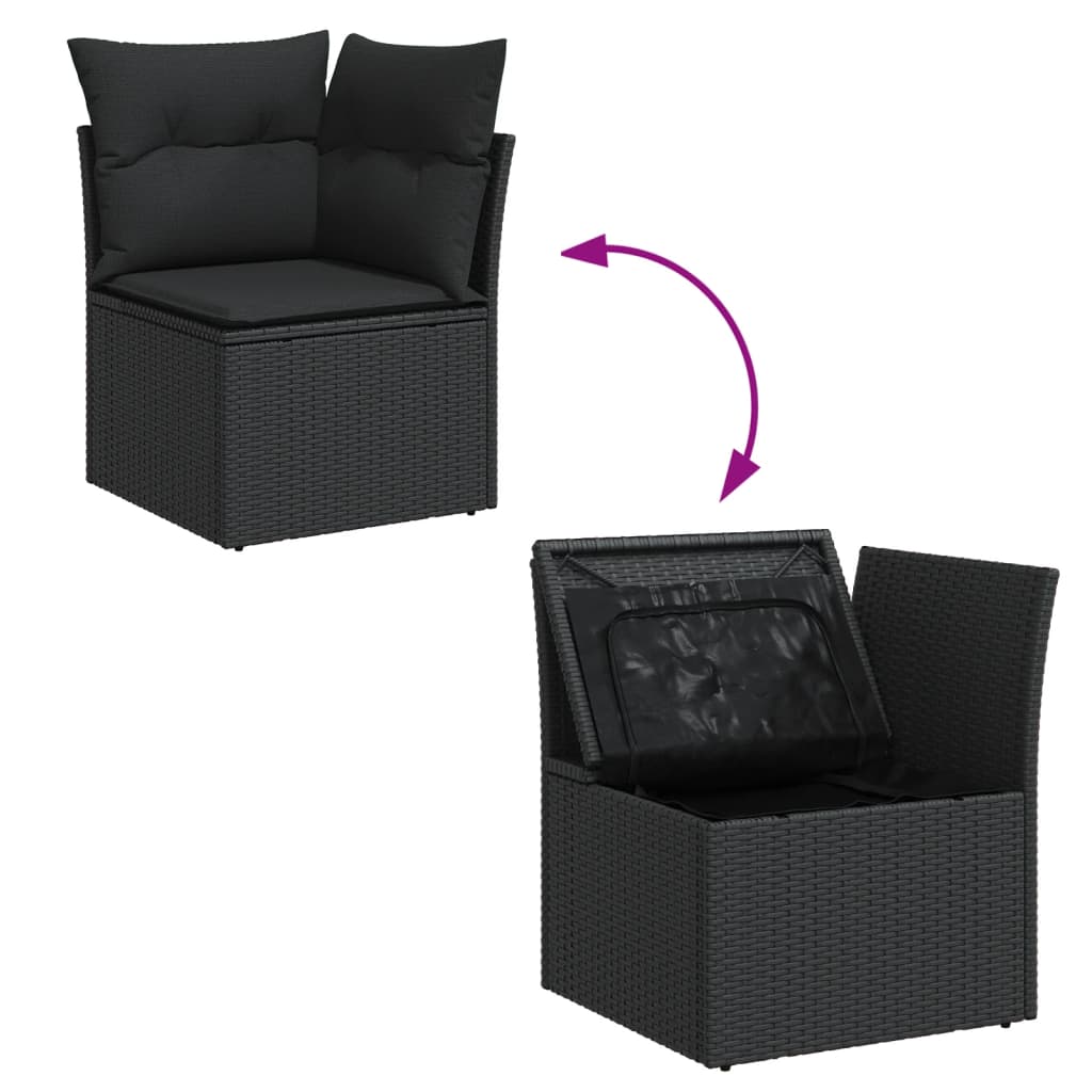 Set Divani da Giardino 10pz con Cuscini in Polyrattan Nero - homemem39