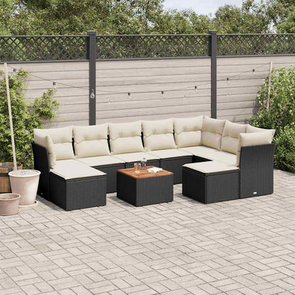 Set Divani da Giardino 10pz con Cuscini in Polyrattan Nero - homemem39