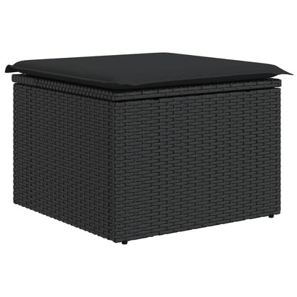 Set Divani da Giardino 11 pz con Cuscini in Polyrattan Nero | homemem39