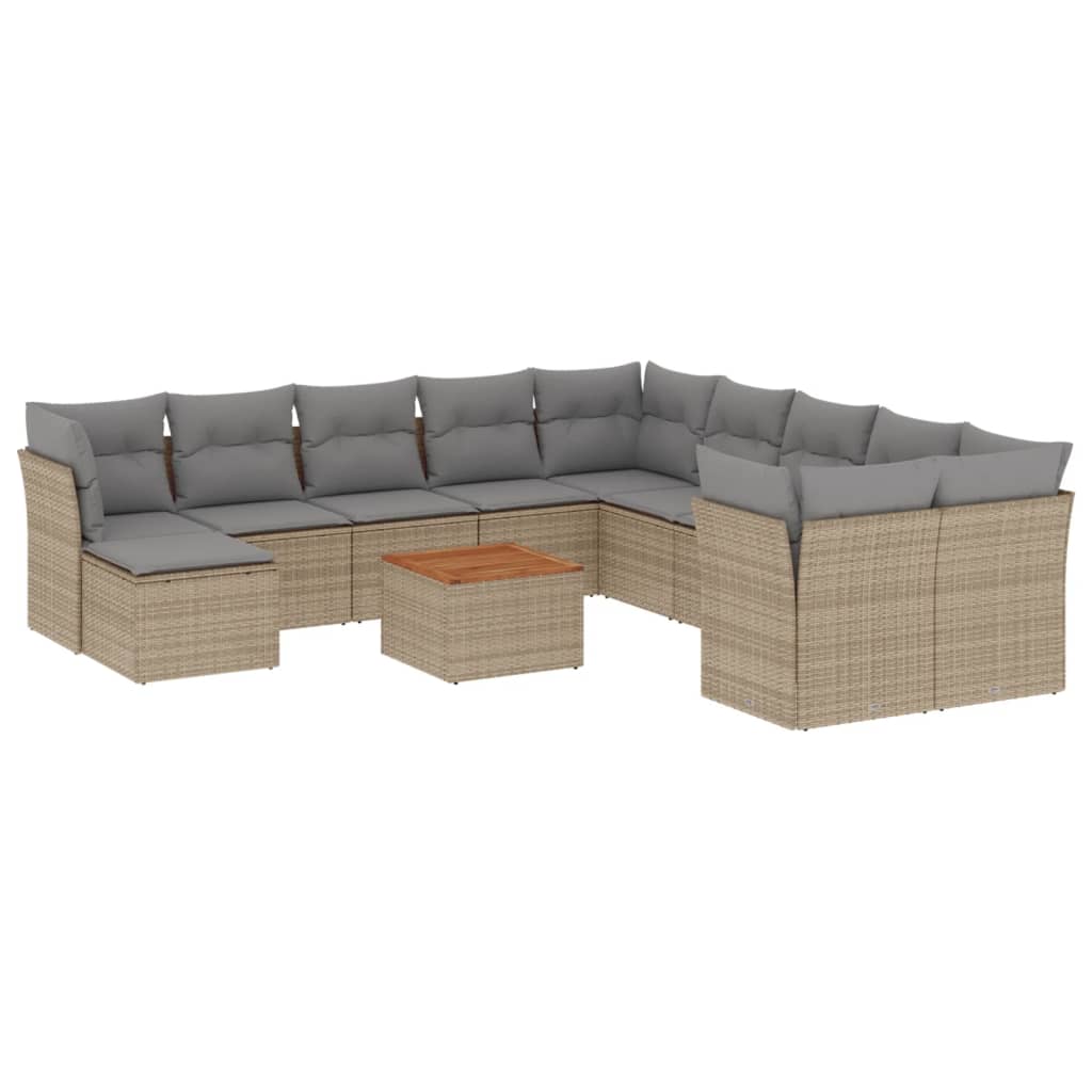 Set Divano da Giardino 12 pz con Cuscini Beige Misto Polyrattan - homemem39