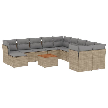 Set Divano da Giardino 12 pz con Cuscini Beige Misto Polyrattan - homemem39