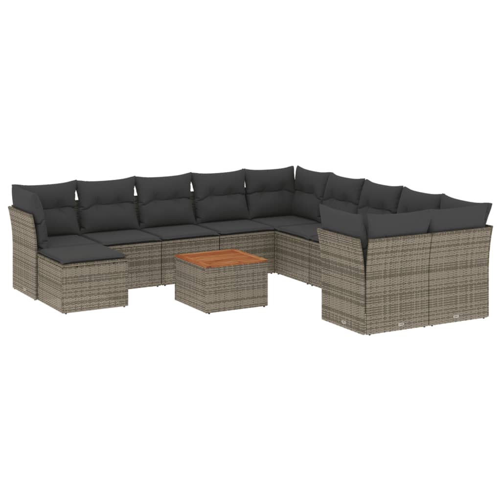Set Divani da Giardino 12 pz con Cuscini Grigio in Polyrattan - homemem39