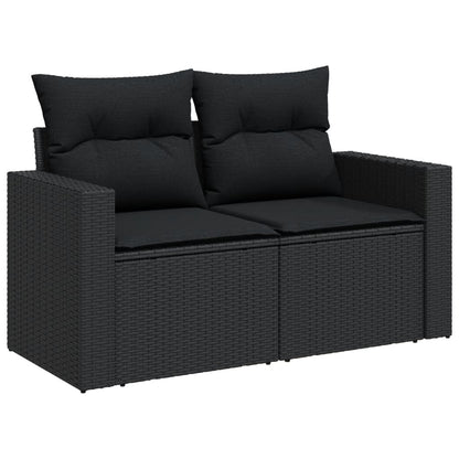 Set Divani da Giardino 4 pz con Cuscini Nero in Polyrattan - homemem39