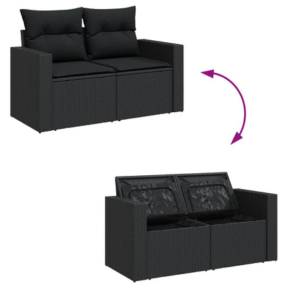 Set Divani da Giardino 4 pz con Cuscini Nero in Polyrattan - homemem39
