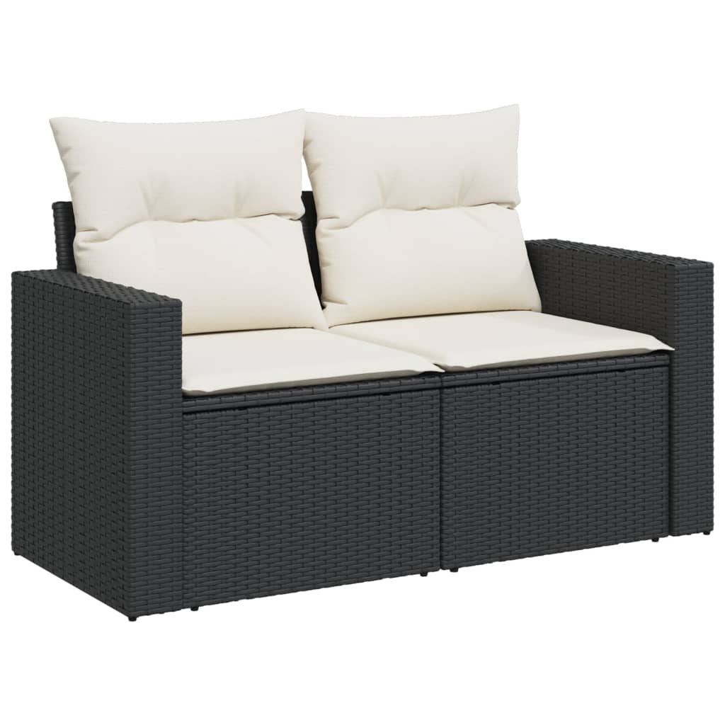 Set Divano da Giardino 6 pz con Cuscini Nero in Polyrattan