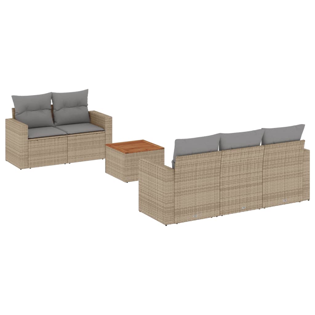 Set Divano da Giardino 6 pz con Cuscini Beige Misto Polyrattan - homemem39