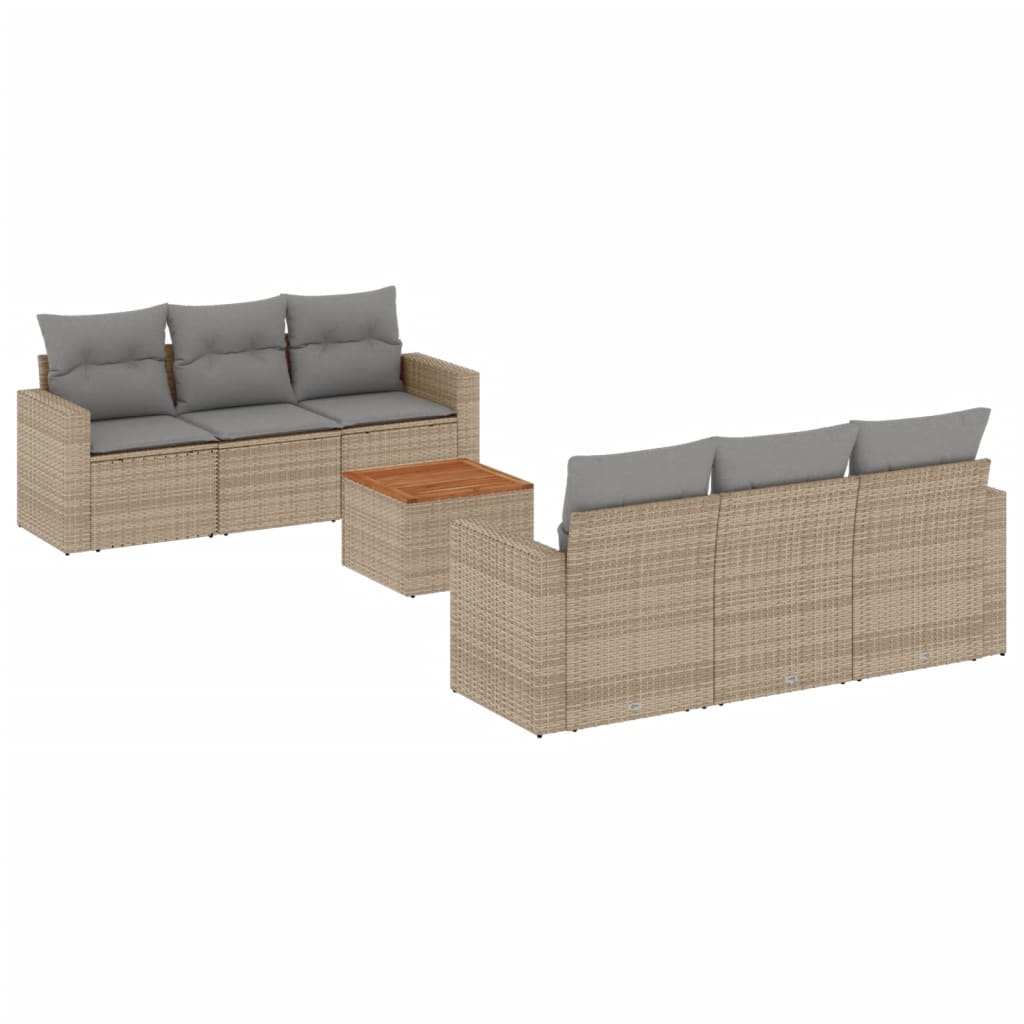 Set Divano da Giardino 7 pz con Cuscini Beige Misto Polyrattan - homemem39
